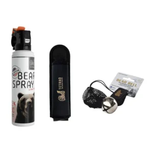 Ultimate balíček na medvede - Bear spray 150 ml + puzdro + rolnička