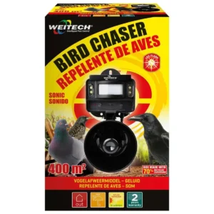 Akustický odpudzovač vtákov Weitech WK0108 Sonic s LED bleskom | 400 m²