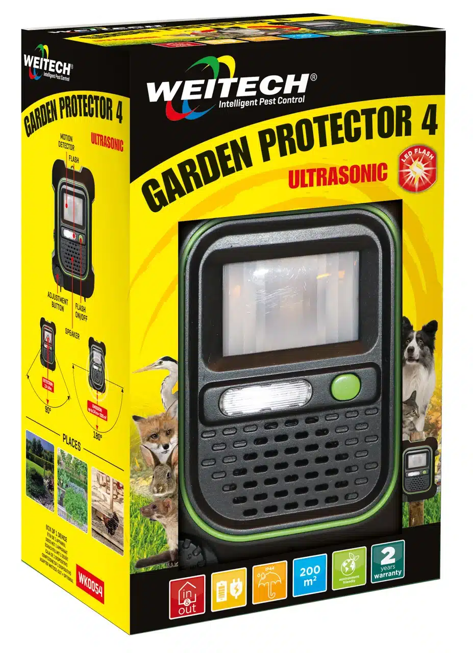 Ultrazvukový odpudzovač zvierat Weitech WK0054 Garden Protector 4 s LED bleskom 200 m²